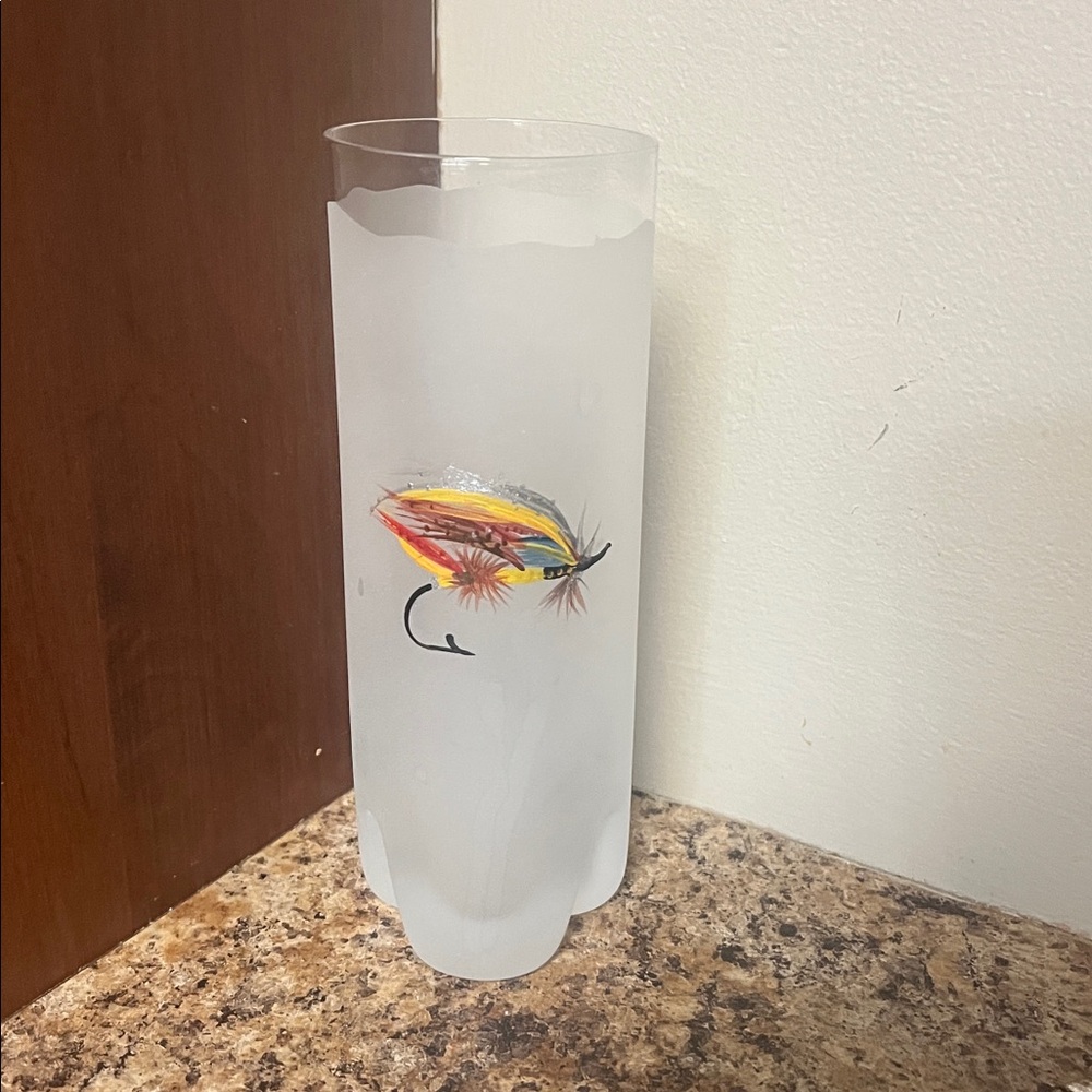 Frosted Glass with Colorful Fishing Lure Design